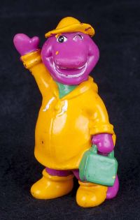 Barney the Dinosaur Waving Wearing Yellow Raincoat PVC Figure
